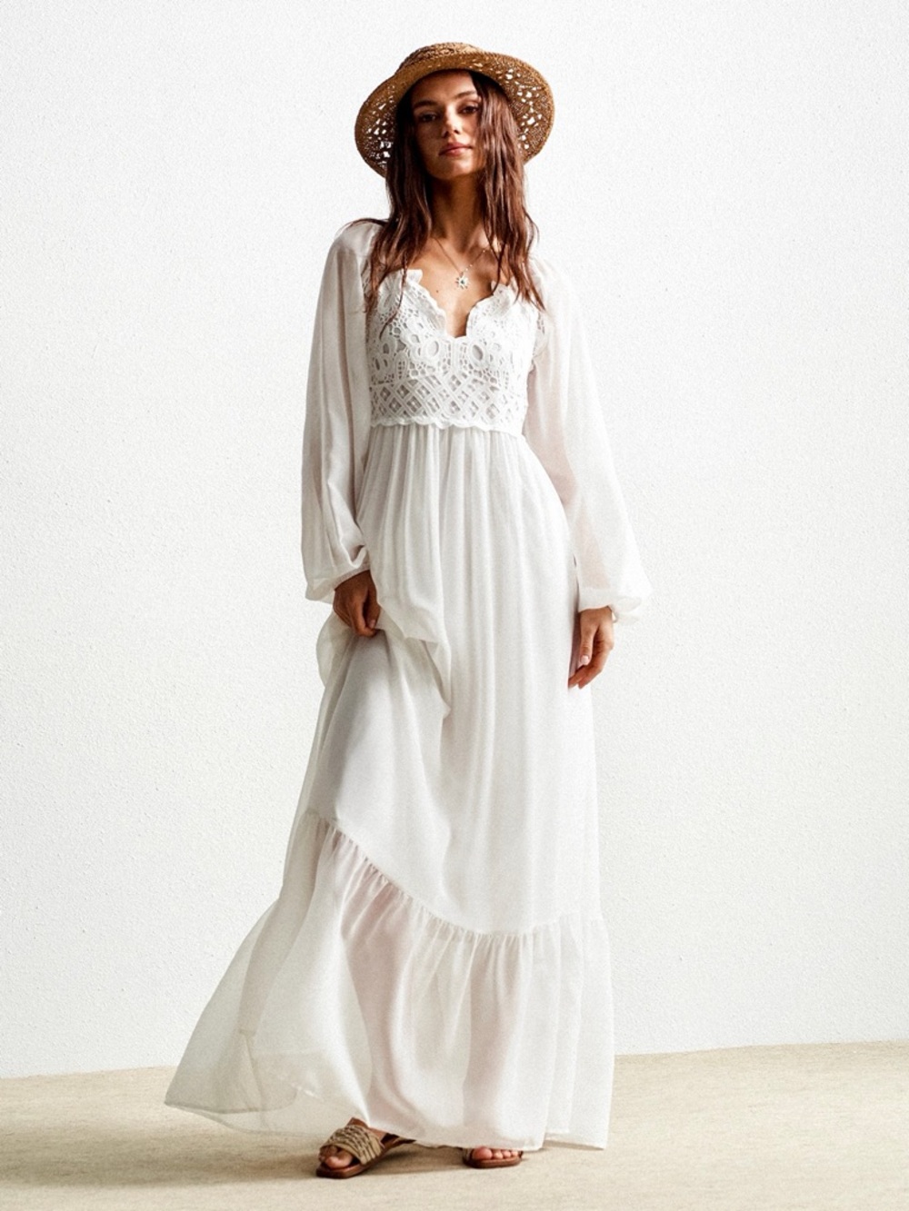 ♥️Hello Gorgeous! Boho Chic Crochet Lace Maxi Dress